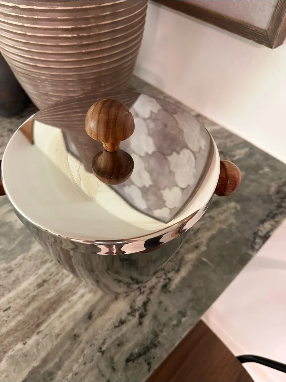 MCM Ice Bucket with Wood Accents